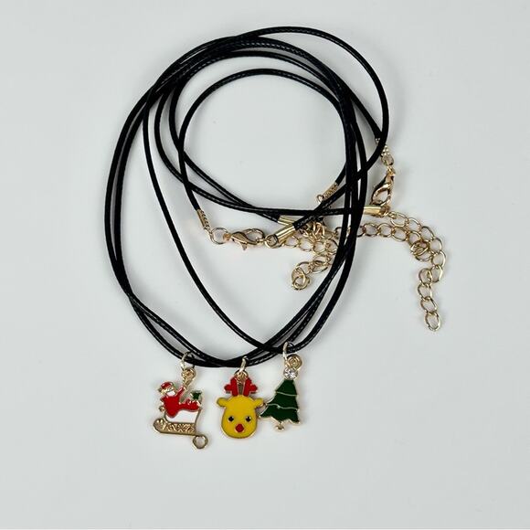 Set of 3 Christmas Necklace, Christmas Tree Santa Claus Reindeer, New! - Picture 2 of 4